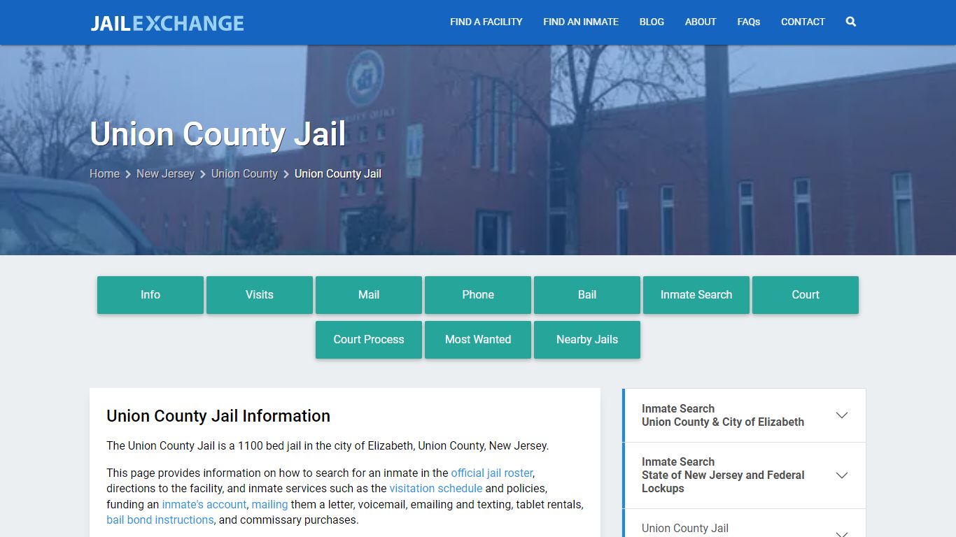 Union County Jail, NJ Inmate Search, Information